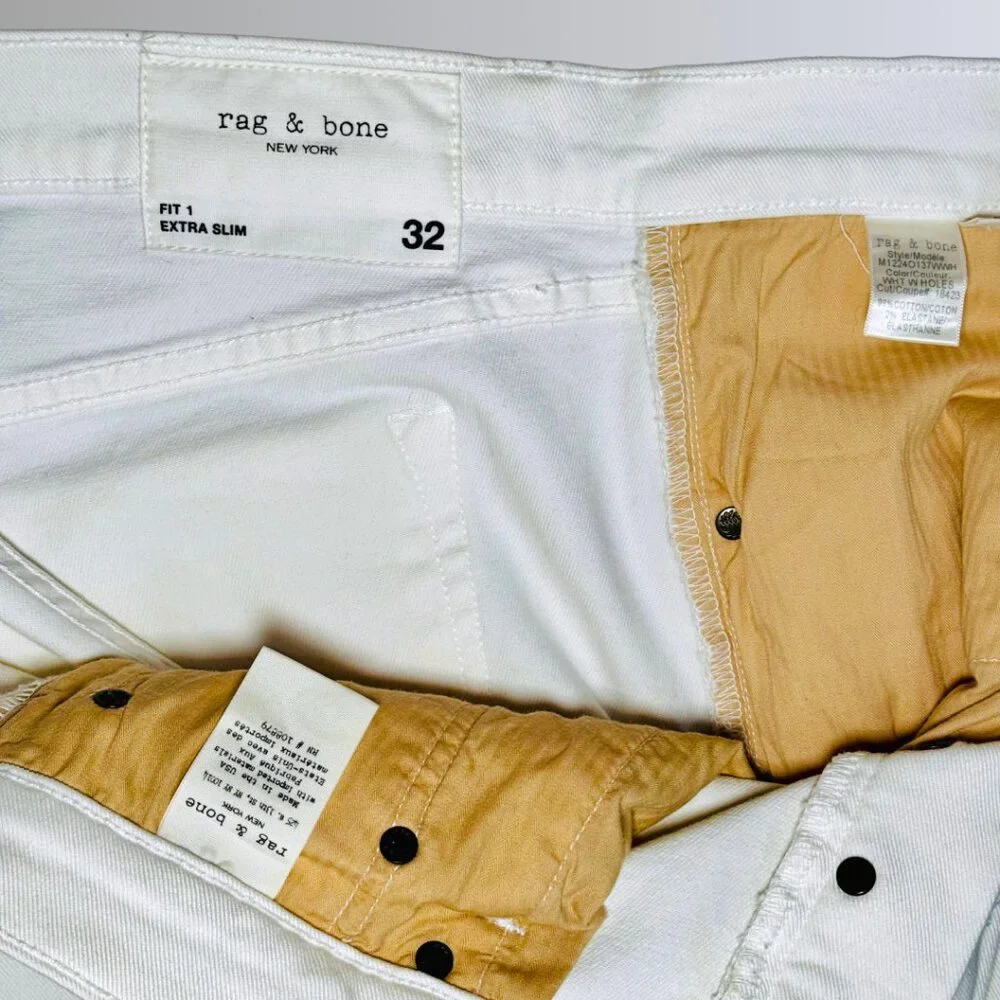rag & bone Men's White Extra-Slim Jeans - 32